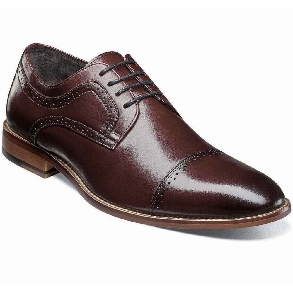 Stacy Adams Dress Shoes Men Sz 10 Dickinson Cap Toe Oxford Lace Up Loafers